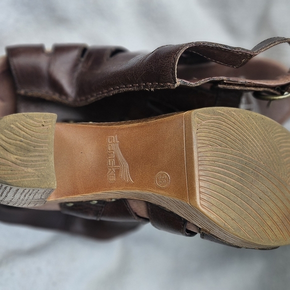 Women's Dansko Demetra Slingback Brown Leather Heels Cut Out 39 Arch Support - Picture 5 of 8